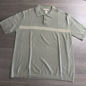 Vintage Fieldmaster Men’s Polo Shirt Size M Knit Short Sleeve Sweater Sage